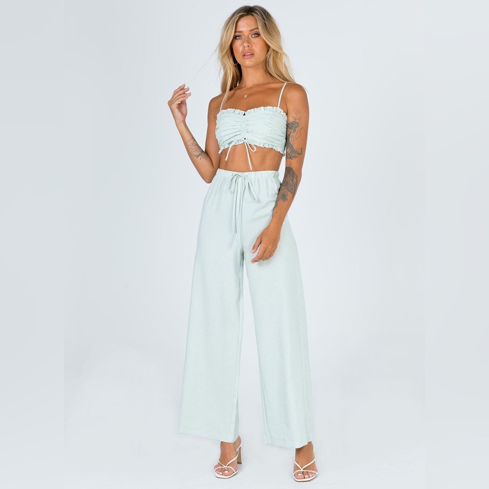 Princess Polly green and white gingham set